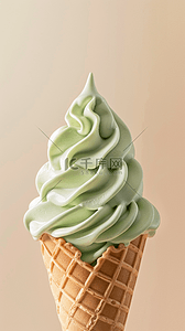 清凉冰淇淋背景图片_夏日清凉饮品抹茶味冰淇淋素材