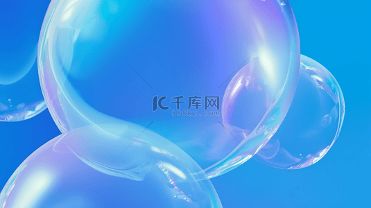蓝气泡背景图片_蓝紫色618夏天补水透明玻璃质感气泡素材