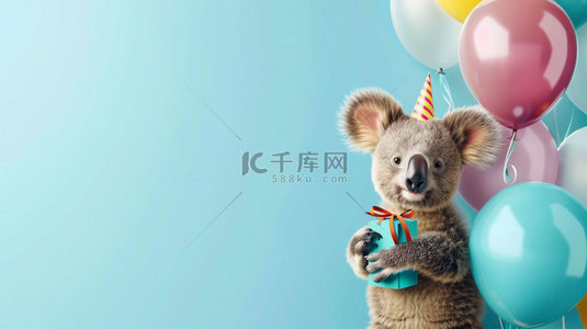 生日动物背景图片_动物气球生日合成创意素材背景