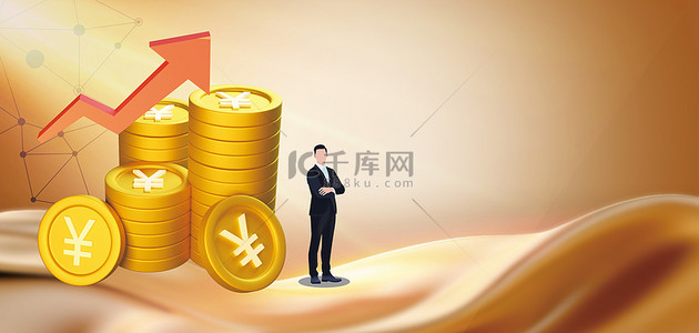 大气金币背景图片_大气简约金色投资金融理财背景