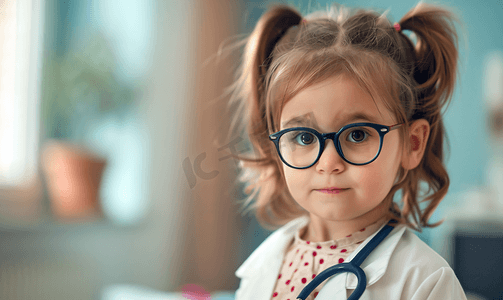 医生给小女孩配眼镜