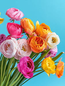 钟声摄影照片_明亮而多彩的春天的花朵花卉背景
