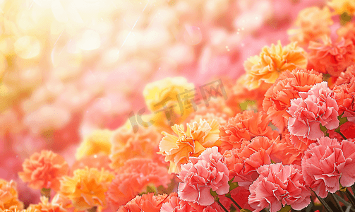 明亮多彩的康乃馨花花卉背景