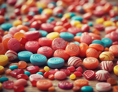 彩虹颜色糖果彩色糖果缤纷色彩糖果年货果味彩色糖果