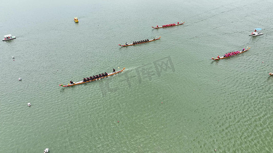 传统节日摄影照片_航拍端午节传统节日活动赛龙舟