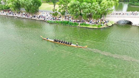 航拍端午节传统节日活动赛龙舟实拍素材