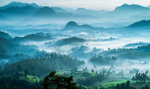 山与雾的美丽风景