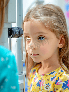 孩子视力摄影照片_小女孩检查视力问题