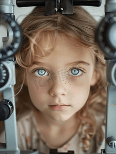 小女孩检查视力问题