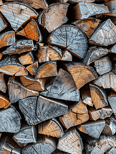 木纹理摄影照片_原木墙背景上的木柴堆户外木堆储藏室