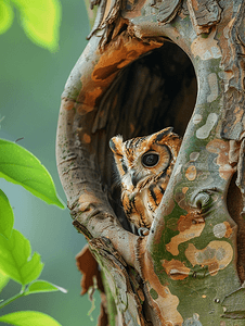 猫头鹰住在大树上的巢里是泰国很受欢迎的宠物