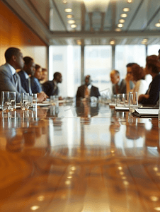 多种族业务团队围绕董事会桌子召开会议