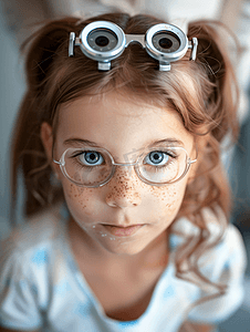 小女孩检查视力问题
