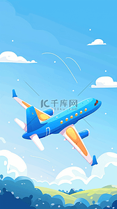 飞机背景图片_夏日出游季卡通3D飞机背景