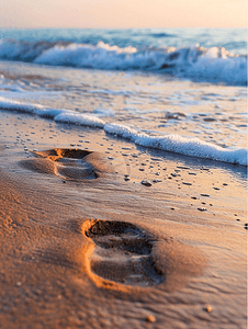 粘土海滩上的脚印