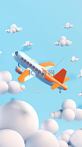 云朵飞机背景图片_夏日出游季卡通3D飞机背景1