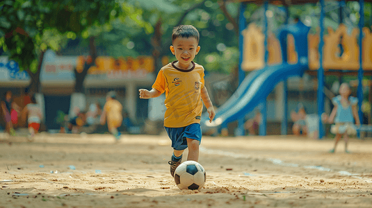 踢足球的小男孩摄影照片_踢足球的小男孩摄影4