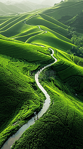 夏日绿色草原风景山谷风景壁纸背景素材