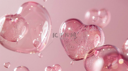 粉色泡泡背景图片_粉色爱心泡泡合成创意素材背景