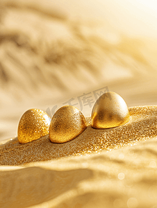 三金摄影照片_金沙上的三个金蛋