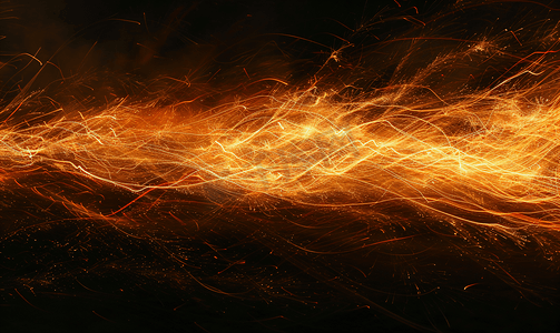 烟雾火焰摄影照片_黑暗中的火焰夜间的火焰表演混乱的火焰火线