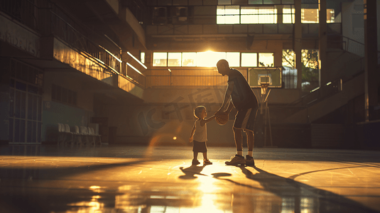 父亲和孩子一起打篮球7
