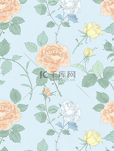 玫瑰背景素材背景图片_简单的淡蓝色玫瑰图案背景素材