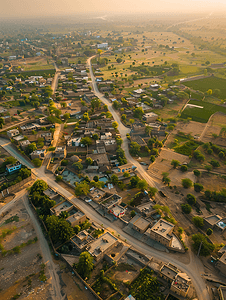 巴基斯坦摄影照片_巴基斯坦旁遮普省卡拉沙卡库村鸟瞰图
