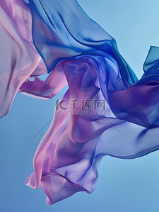 飞扬的轻纱蓝色和紫色背景素材