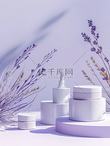 美容产品产品手册背景图片_淡紫色展台美容产品图片