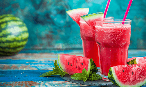 西瓜冰西瓜冰摄影照片_美味的夏日冰沙西瓜饮料