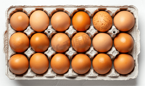 剪鸡蛋摄影照片_隔离容器中十个鸡蛋的顶视图