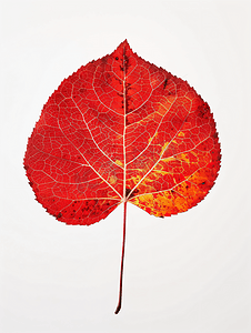 白杨树摄影照片_白杨树的红色落叶孤立在白色