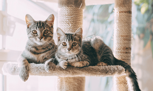 猫塔上的两只猫