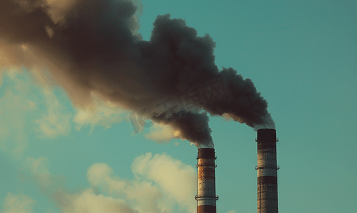 大气工业摄影照片_工业烟囱冒黑烟生态环境恶化