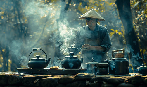 斧头户外拍摄高清茶叶卖家形象