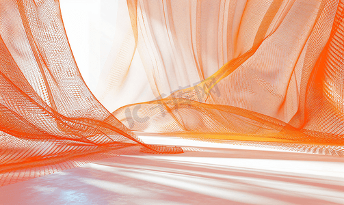 橙色创意背景摄影照片_橙色墙壁与白色网抽象背景