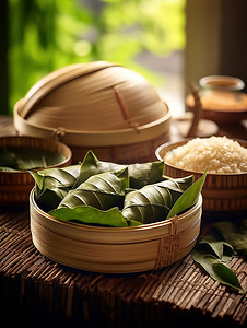 节日特色美食粽子摄影配图