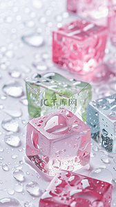 夏日3D粉色清新透明冰块手机壁纸6图片