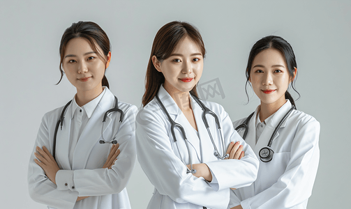身穿白大褂的亚洲女医护人员拒绝