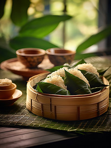 节日特色美食粽子摄影图