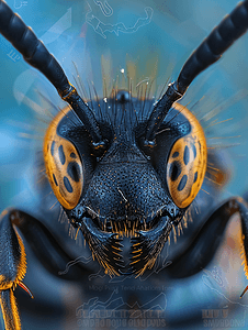 黑黄蜂昆虫特写宏观优质照片