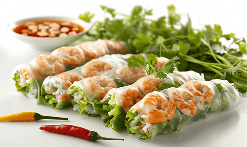 越南菜夏卷或春卷配虾