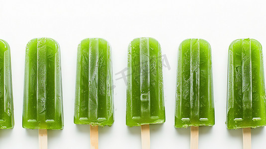 绿色冰棍夏天甜品摄影配图