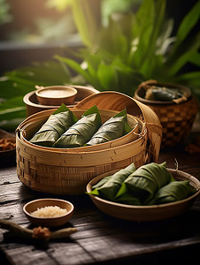 节日特色美食粽子高清摄影图