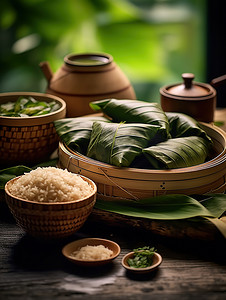节日特色美食粽子高清摄影图