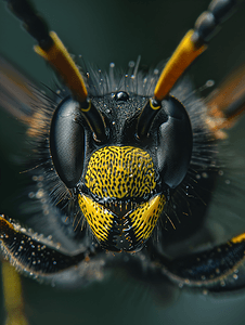 优质摄影照片_黑黄蜂昆虫特写宏观优质照片