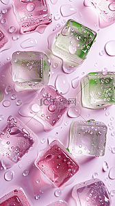 夏日3D粉色清新透明冰块手机壁纸10图片