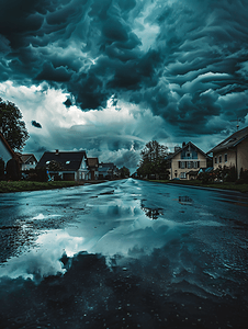 雷暴摄影照片_房屋上空的乌云