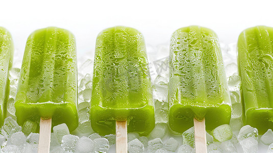 绿色冰棍夏天甜品照片